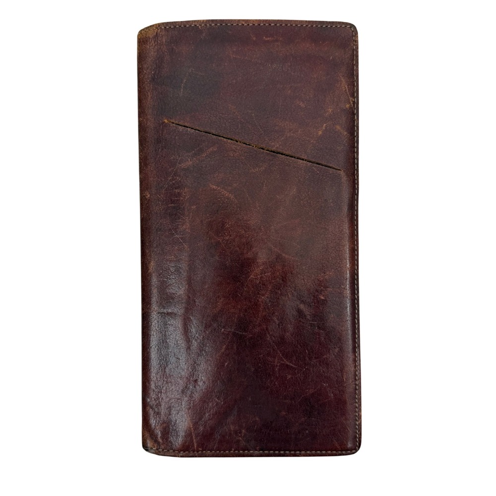 Bosca Wallet Mens OS Brown Leather Travel Passport Ticket Holder USA Made